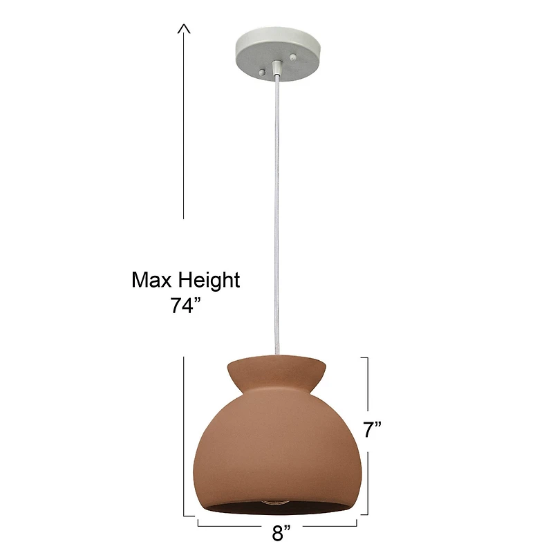 Hello Honey® Sienna Matte Terra Cotta Boho Ceramic Ceiling Light with White Fabric Cord