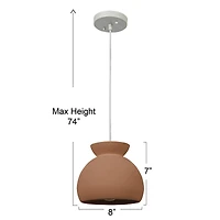 Hello Honey® Sienna Matte Terra Cotta Boho Ceramic Ceiling Light with White Fabric Cord