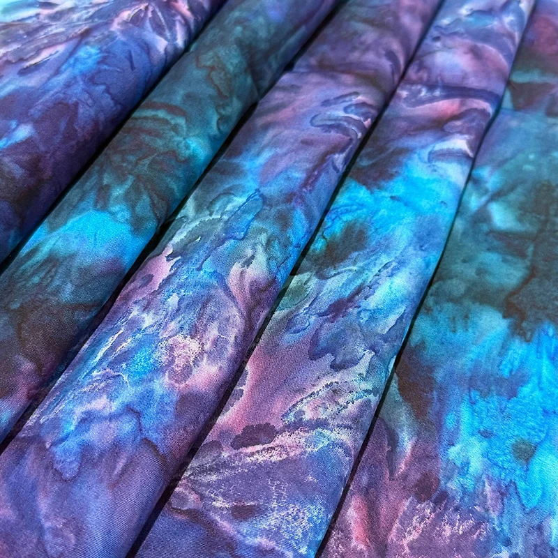 Feldman Premium Indonesian Batik Turquoise & Royal Purple Tie Dye Fabric