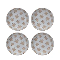 Hello Honey® 8.25" White & Orange Stoneware Snowflake Dinnerware Bowls, 4ct.