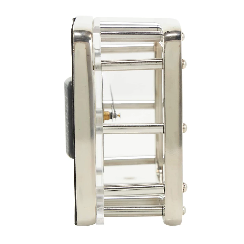 6" Silver Aluminum Geometric Dimensional Open Frame Clock