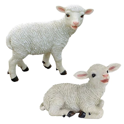 Design Toscano Yorkshire Lamb Garden Statues Sitting Lamb & Standing Lamb
