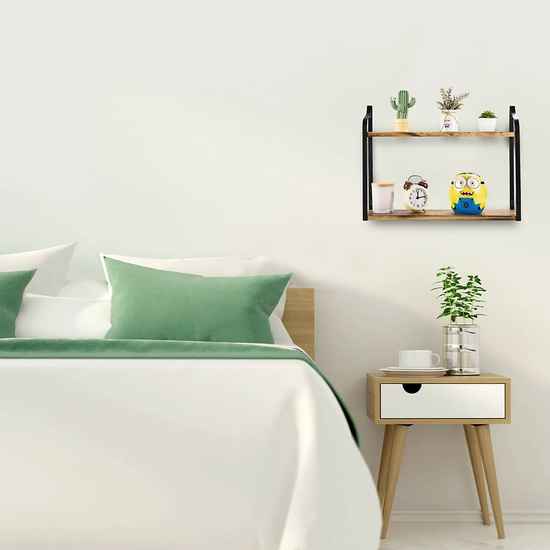 NEX™ 2-Tier Floating Wall-Mounted Rustic Wood Storage Shelf