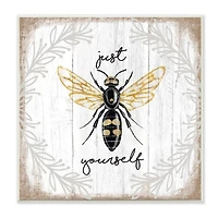 Stupell Industries Just Be Yourself Sentiment Country Charm Bee Wood Wall Plaque