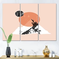 Designart - Modern Minimalist Mountain Sun and Moon