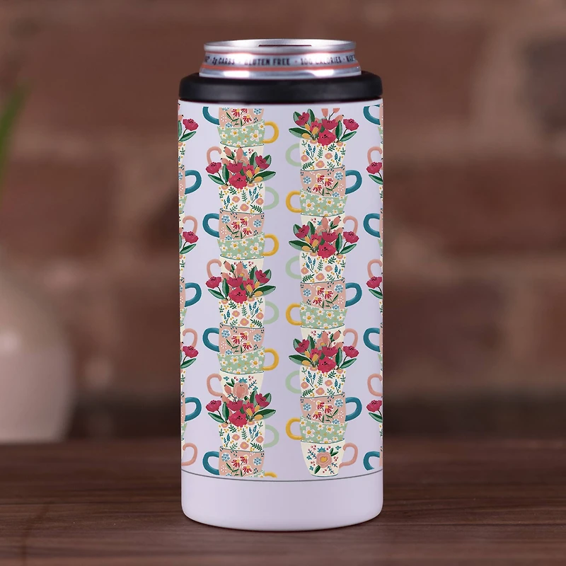 Stacked Teacup Pattern 12oz. Koozie