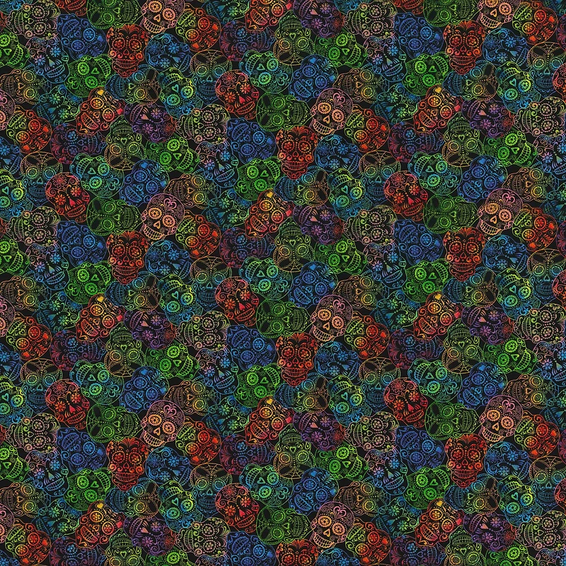 Fabric Traditions Rainbow Sugar Skulls Cotton Fabric