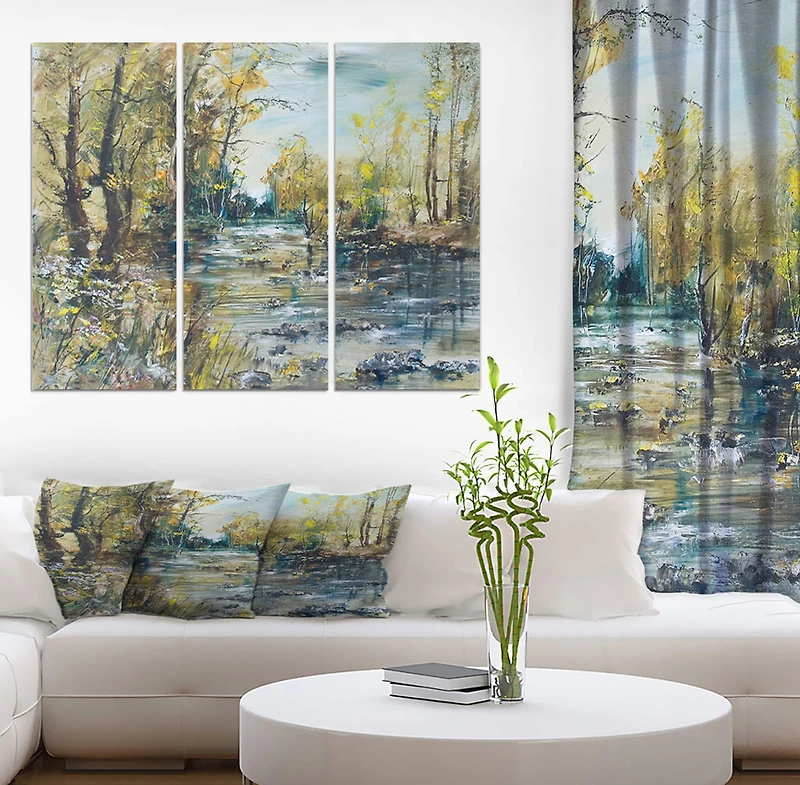 Designart - Rocky River in the Forest