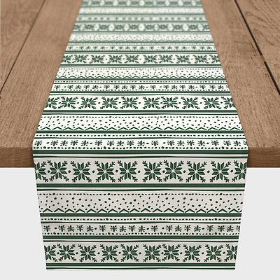 90" Green Pattern Poly Twill Table Runner
