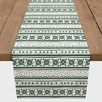 90" Green Pattern Poly Twill Table Runner