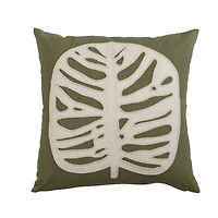 Hello Honey® Green & Cream Embroidered & Applique Leaf Pillow Cover