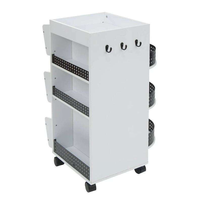 Studio Designs White & Black Swivel Mobile Organizer Cart