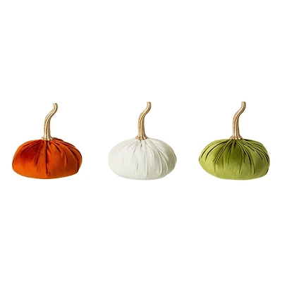 Glitzhome® Colorful Velvet Pumpkins Set