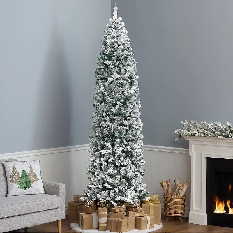 9ft. Unlit Acacia Flocked Artificial Christmas Tree