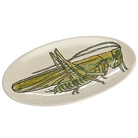 Hello Honey® 11.5" Green & White Hand-Painted Grasshopper Stoneware Plate