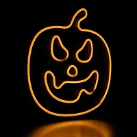 15" Orange LED Neon Style Jack-O-Lantern Halloween Window Silhouette
