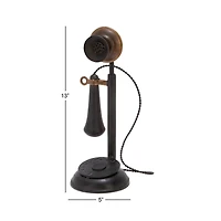 13" Antique Candlestick Phone Table Accent