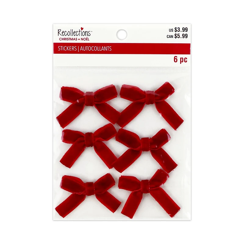 Red Velvet Bow Stickers by Recollections™