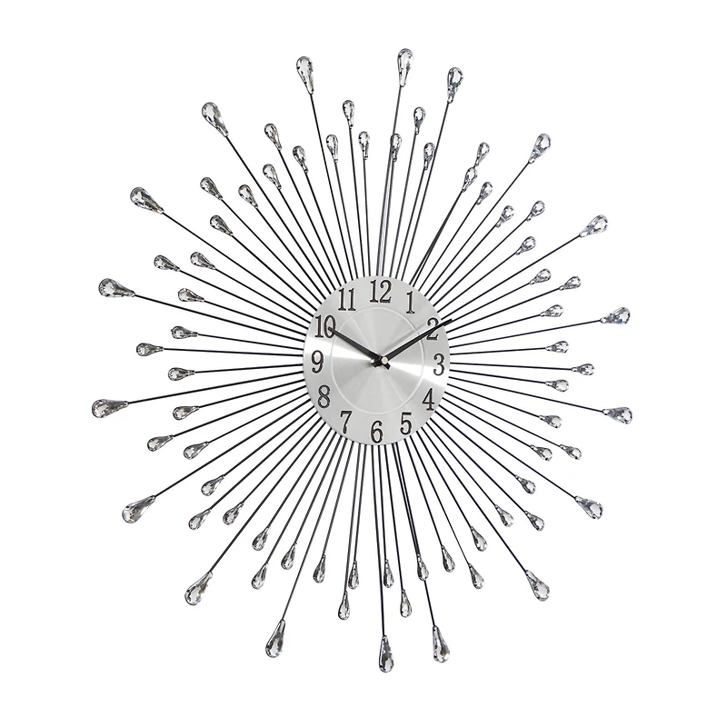 Silver Metal Modern Wall Clock, 23" x 23" x 2"