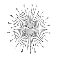 Silver Metal Modern Wall Clock, 23" x 23" x 2"