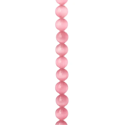 12 Pack: Pink Cat's Eye Glass Round Beads, 10mm by Bead Landing™
