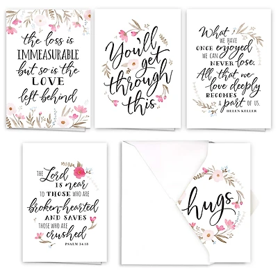 Hortense B. Hewitt Co. Floral Typography Sympathy Cards