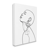 Stupell Industries Woman Wearing Circular Earrings Black Line Fluid Abstraction Canvas Wall Art