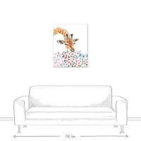 Giraffe Smelling Flowers 24" x 30" Canvas Wall Art