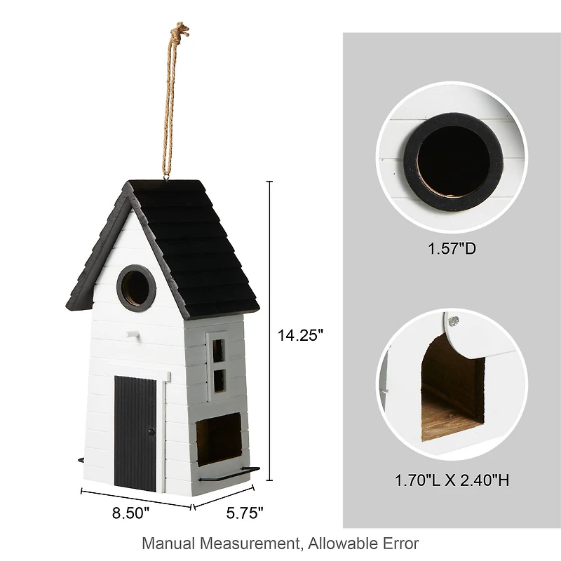 Glitzhome® 14.25" Modern White Wood Garden Birdhouse