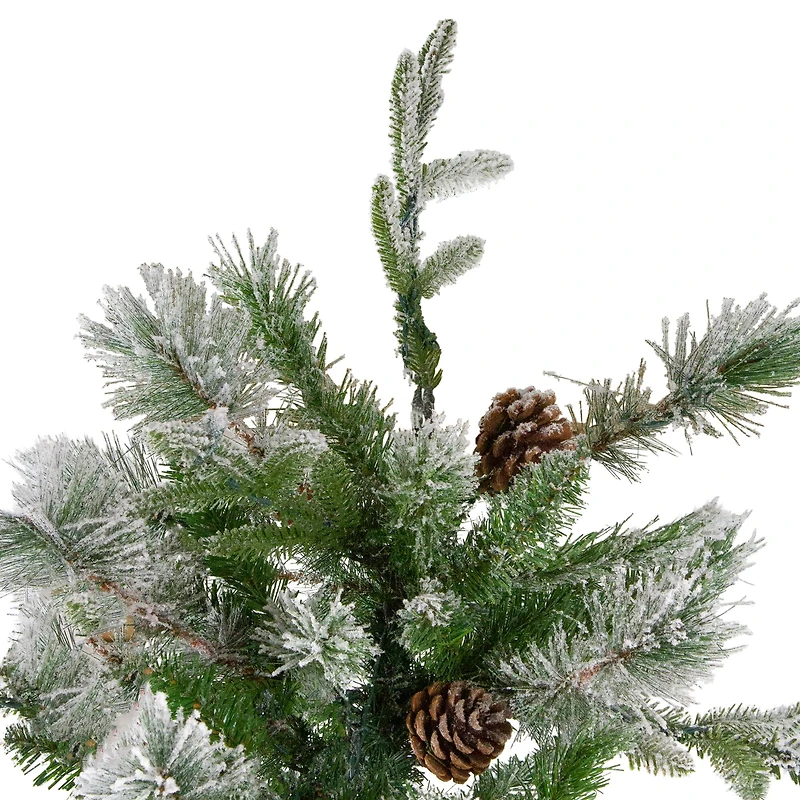 6.5ft. Unlit Flocked Rosemary Emerald Angel Pine Medium Artificial Christmas Tree