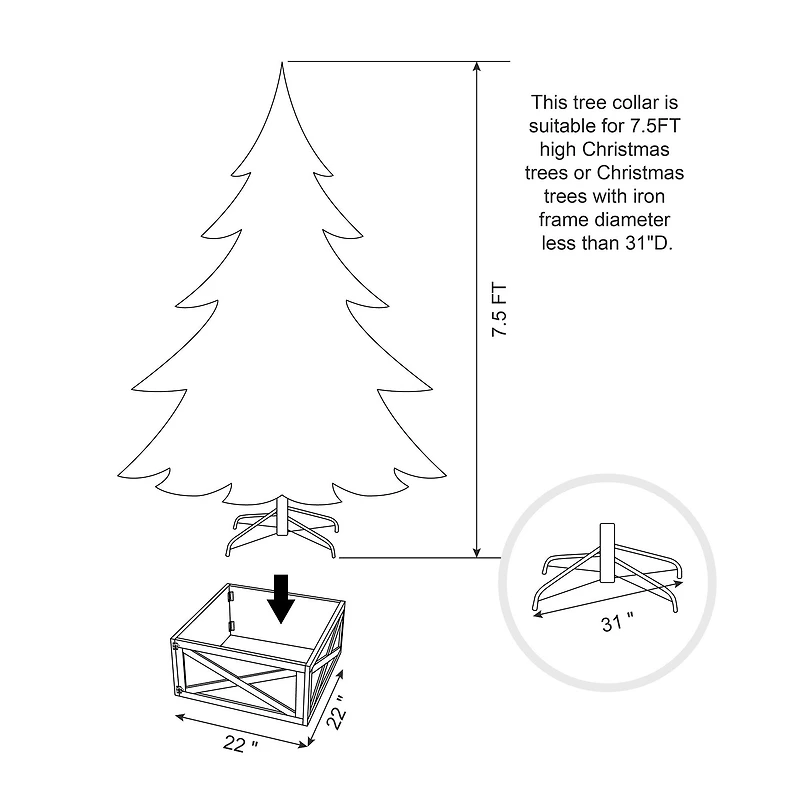 Glitzhome® 22" Wooden Tree Collar