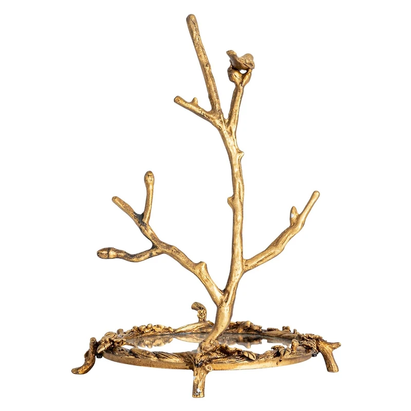 Hello Honey® 8.25" Gold Antique Pewter Jewelry Holder with Bird Detail