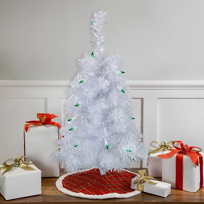 2ft. Pre-Lit Slim White Artificial Christmas Tree, Green Lights