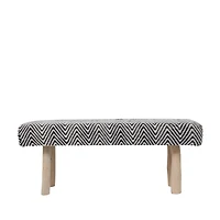 48" Black Wood Chevron Bench with Wood Legs