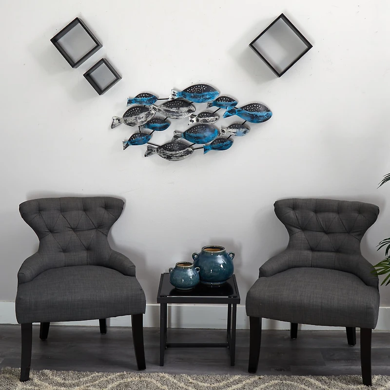 3ft. x 1.5ft. Coastal Fish Metal Wall Art Decor