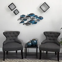 3ft. x 1.5ft. Coastal Fish Metal Wall Art Decor