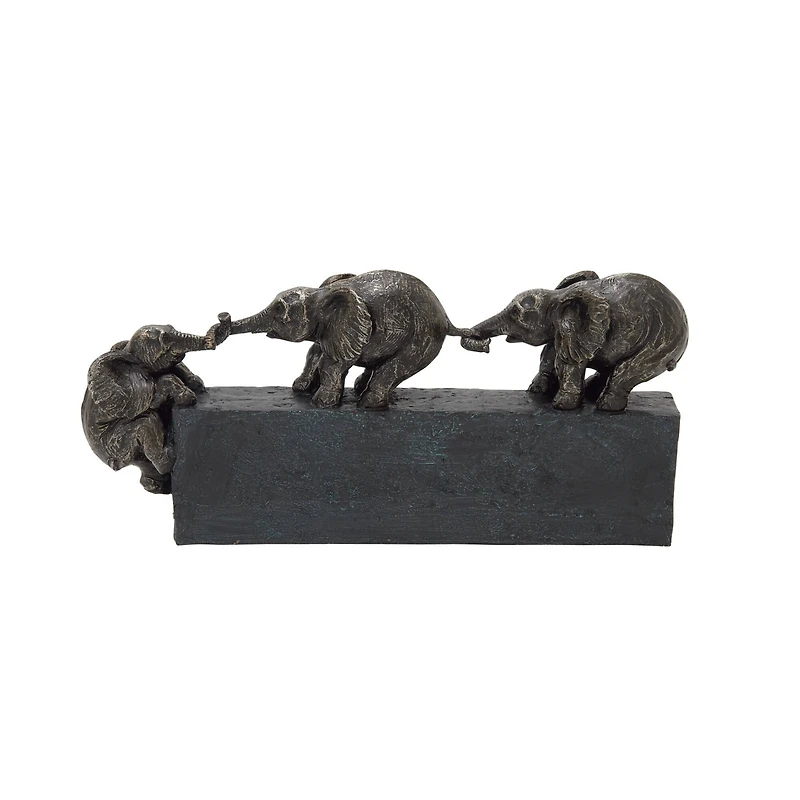 17" Black Eclectic Elephant Sculpture