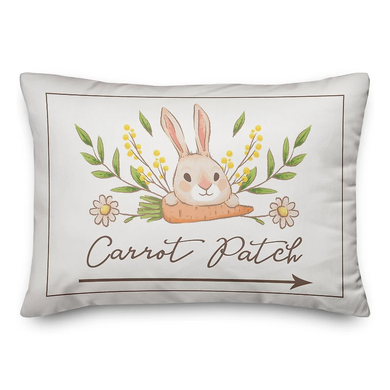 Bunny And Carrot Pattern Patch 14" x 20" Indoor / Outdoor Pillow
