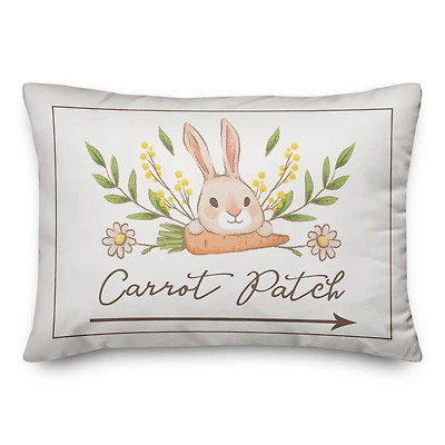 Bunny And Carrot Pattern Patch 14" x 20" Indoor / Outdoor Pillow
