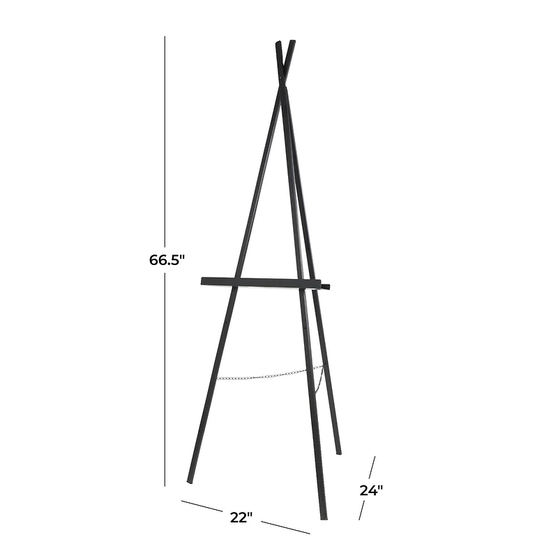 66.5" Black Metal Adjustable Minimalistic Floor Easel