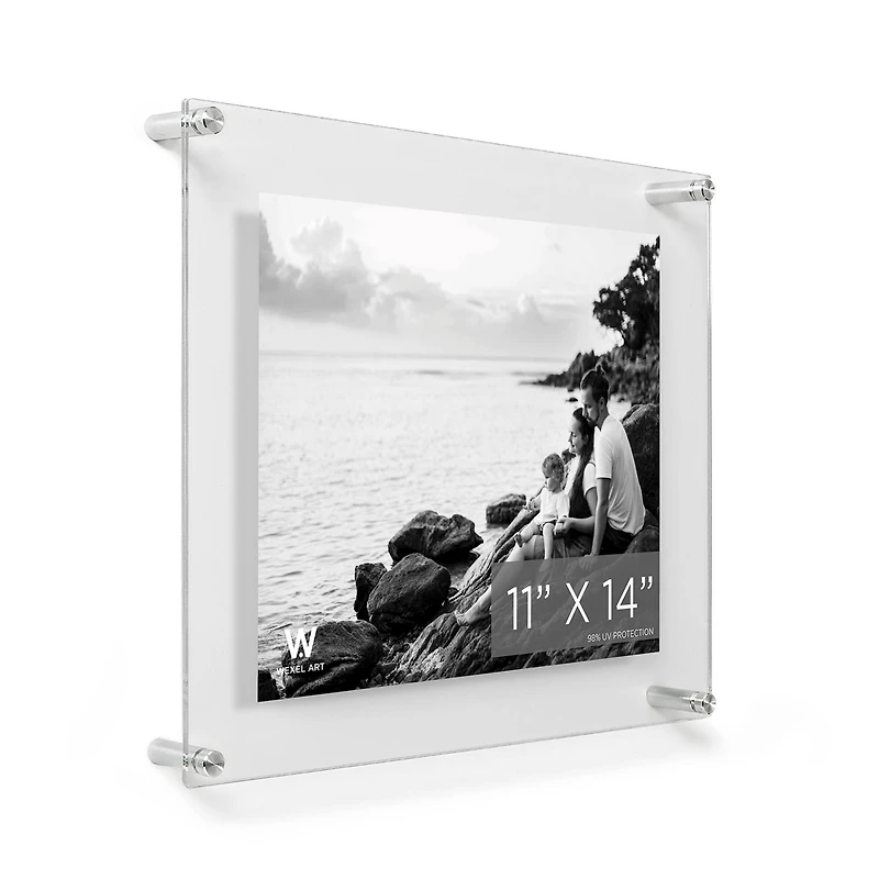 Wexel Art Double Panel Clear Acrylic Floating Wall Frame with Silver Hardware