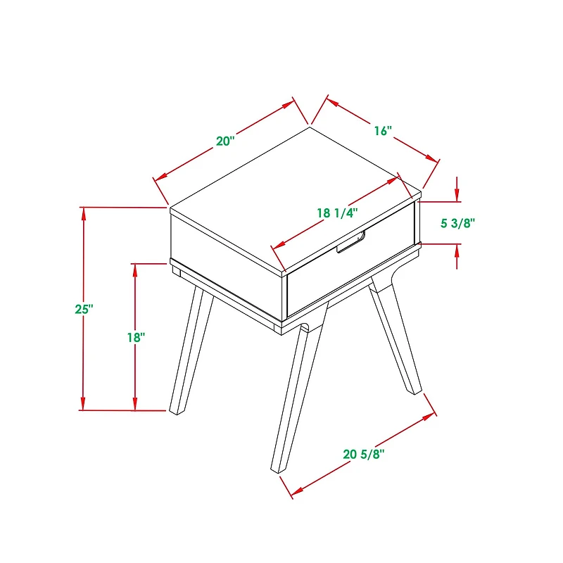 Walker Edison 20" 1-Drawer Modern Side Table