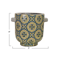 Hello Honey® 5" Footed Planter with Crackle Glaze Tile Pattern