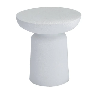 White Contemporary Garden Stool, 17" x 17" x 18"