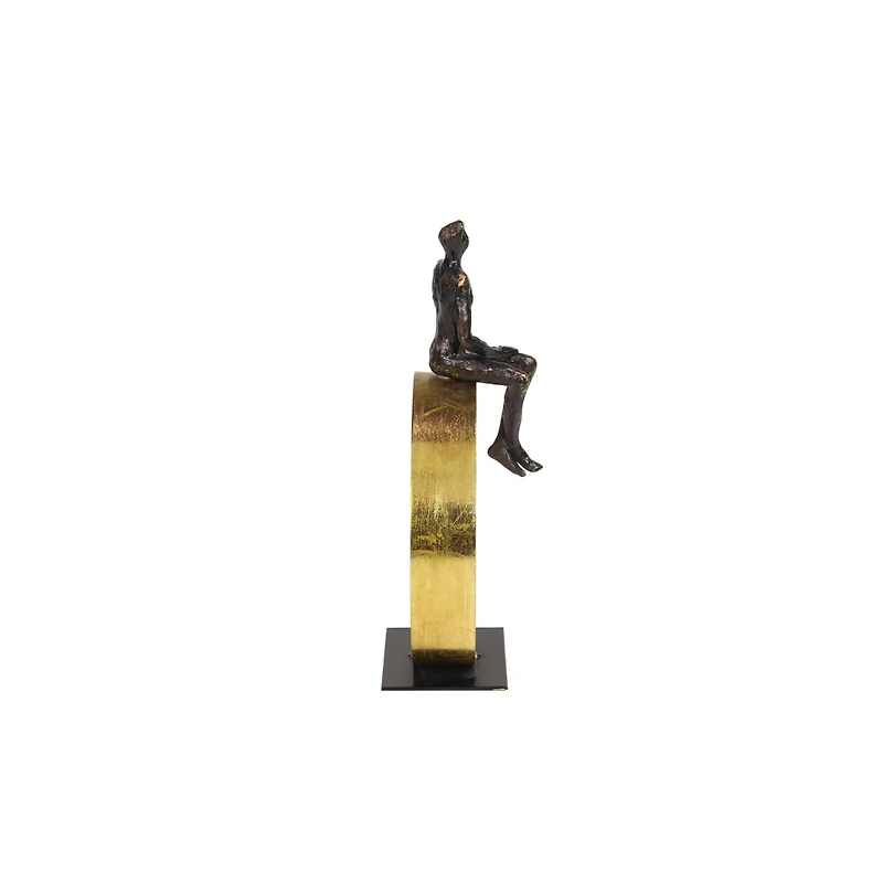 Black Resin Modern Sculpture, Man 15" x 9" x 5"