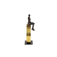 Black Resin Modern Sculpture, Man 15" x 9" x 5"