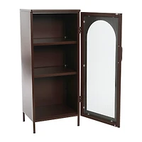 Hello Honey® 40" Solstice Narrow Metal Accent Cabinet with Adjustable Storage Shelves and Arched Glass Door