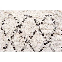 Hello Honey® 16" White Moroccan Wedding Quilt Pouf with Fringe & Sequins