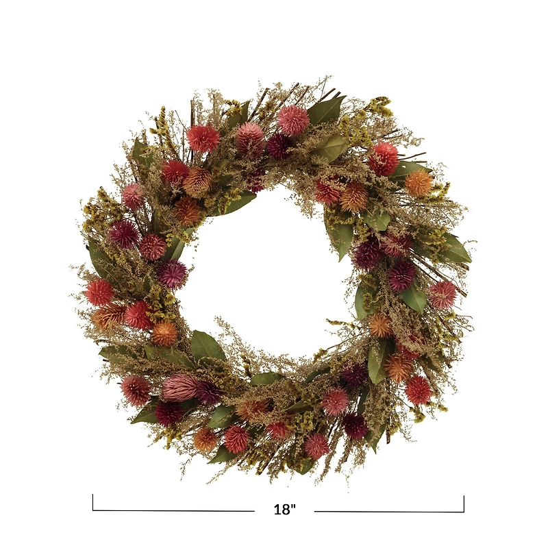 Hello Honey® 18" Round Dried Natural Botanicals Wreath