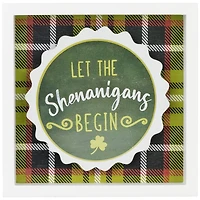 6" Green Plaid Let the Shenanigans Begin St. Patrick's Day Framed Wall Sign